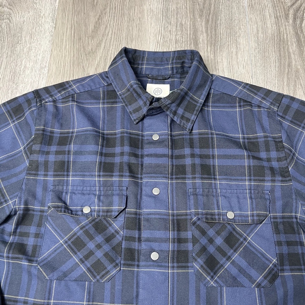 Flylow Long Sleeve Snap Flannel Shirt Mens Size Medium Blue Plaid - Picture 4 of 15